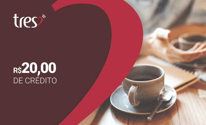 R$ 20 de crédito para usar no café 3 corações