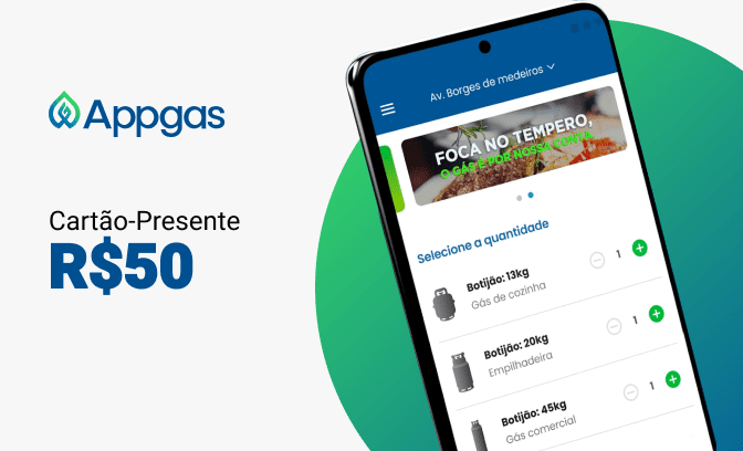 Cartão Presente AppGas de R$ 50,00