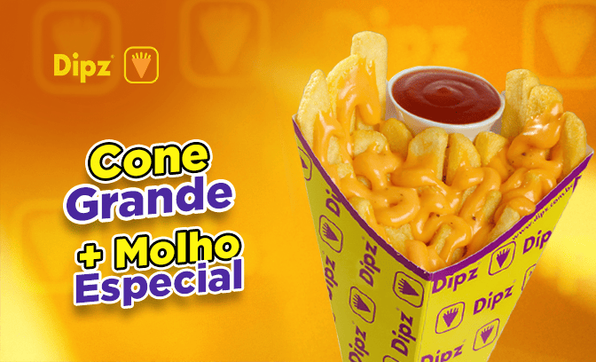Cone grande de batata frita Dipz + molho especial