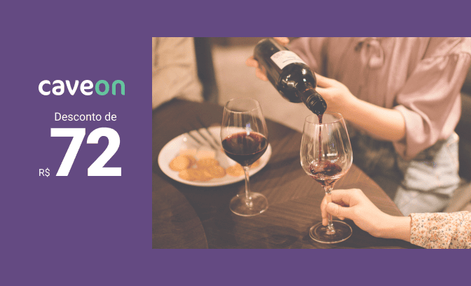 Voucher de R$72 de desconto em vinhos no app da Caveon