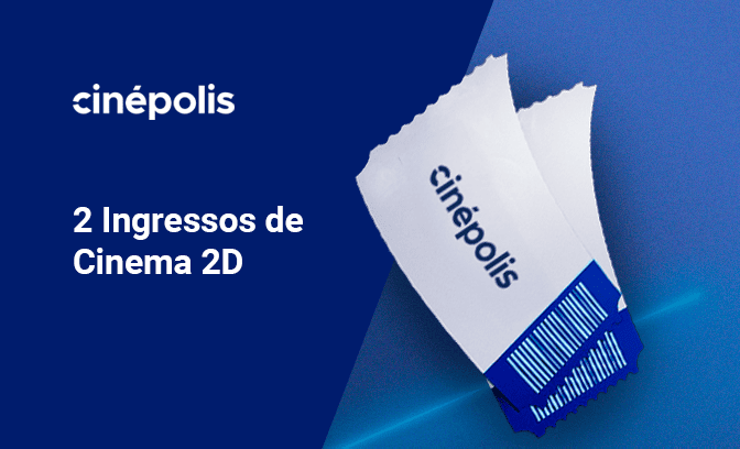 2 ingressos de cinema 2D para usar na Cinépolis