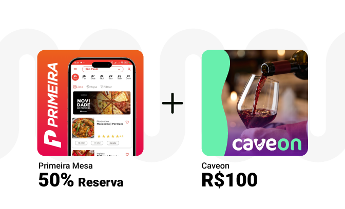 Jantar romântico: 50% na reserva Primeira Mesa + R$100 na Caveon