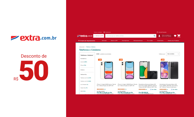 Cartão-presente Extra de R$ 50