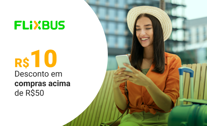 Desconto de R$10 em compras acima de R$50 na Flixbus