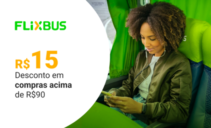 Desconto de R$15 em compras acima de R$50 na Flixbus
