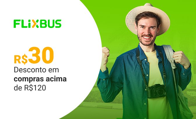 Desconto de R$30 em compras acima de R$50 na Flixbus