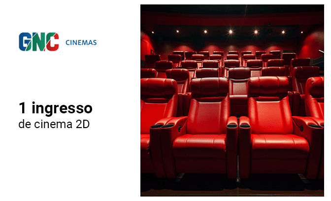 1 ingresso de cinema 2D para usar no GNC Cinemas