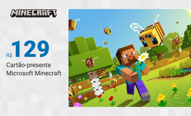 Cartão-presente Microsoft Minecraft de R$129,00