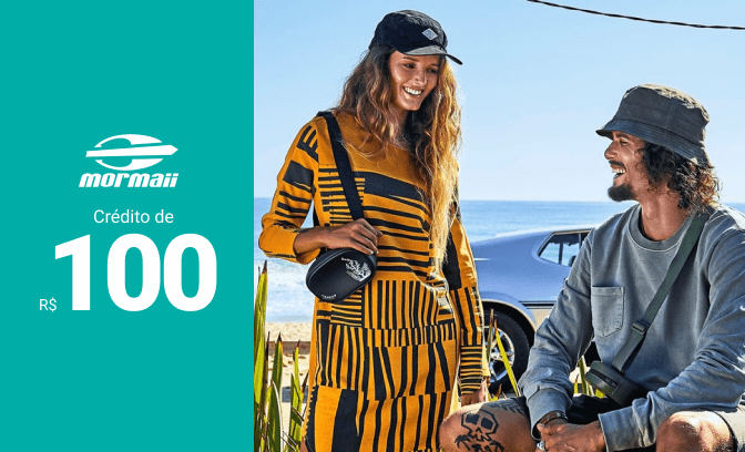 Crédito de R$100 para compras de produtos Mormaii