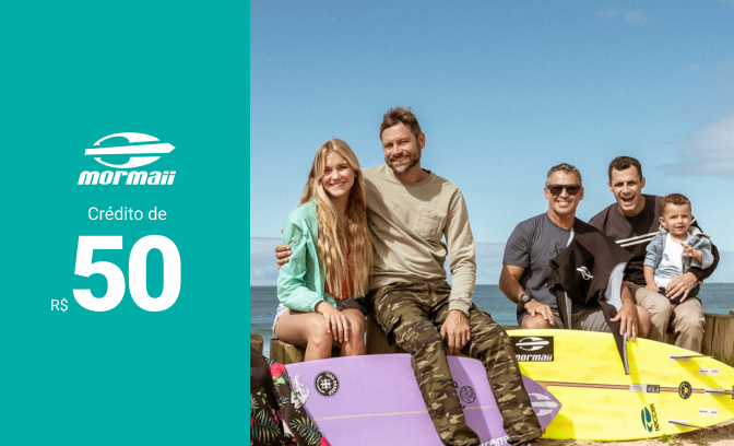 Crédito de R$50 para compras de produtos Mormaii