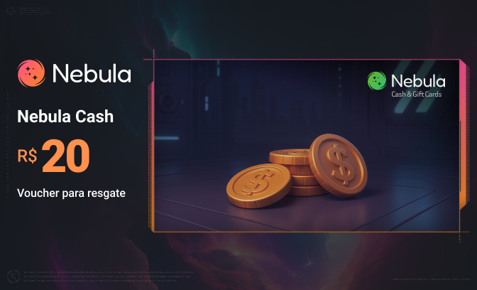 Nebula Cash: crédito de R$ 20 para usar no catálogo da Nebula Games, incluindo Nintendo eShop, Xbox, PlayStation Store (PSN), Gift Cards e diversos Games