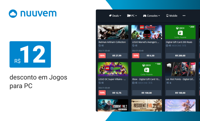 Desconto de R$ 12,00 em Jogos selecionados para PC