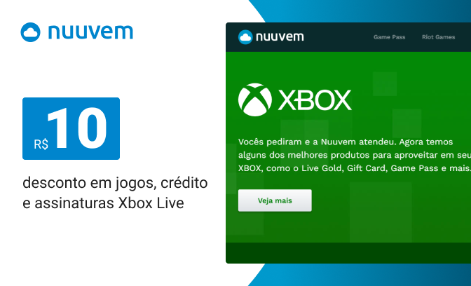 Desconto de R$ 10,00 em Jogos, Crédito e Assinaturas Xbox Live