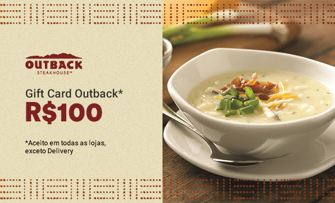 Cartão Presente para usar no Outback