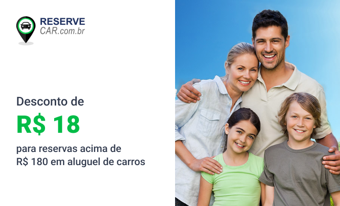 Desconto de R$ 18,00 em  aluguel de carros