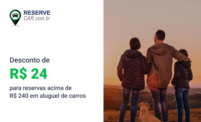 Desconto de R$ 24,00 em  aluguel de carros