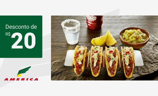 Ganhe R$20 de desconto em pedido mínimo de R$75
