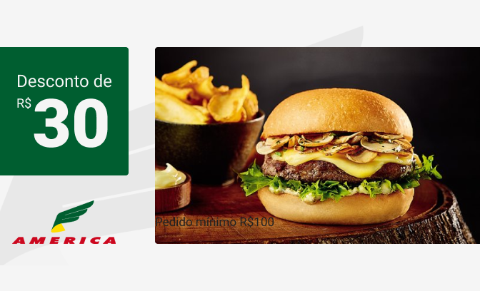 Ganhe R$30 de desconto em pedido mínimo de R$100
