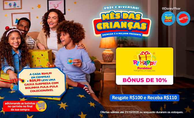 R$100 em Crédito + R$10 de Bônus em produtos da Ri Happy