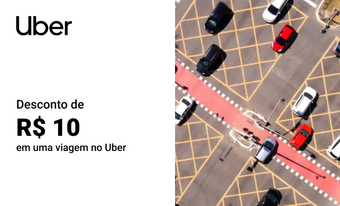 Desconto de R$ 10 em uma viagem no Uber