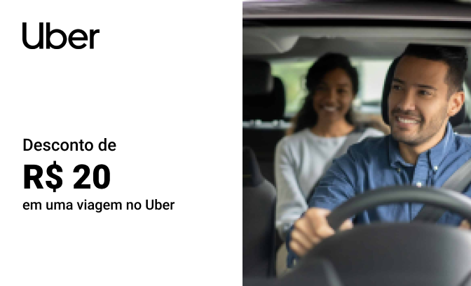 Desconto de R$20 para uma viagem no app Uber