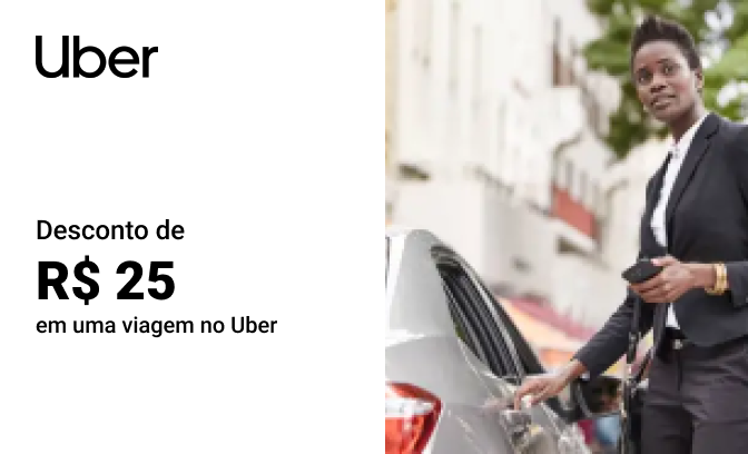 Desconto de R$ 25 em uma viagem no Uber