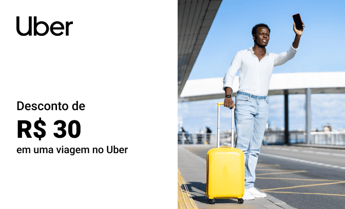 Desconto de R$ 30 em uma viagem no Uber