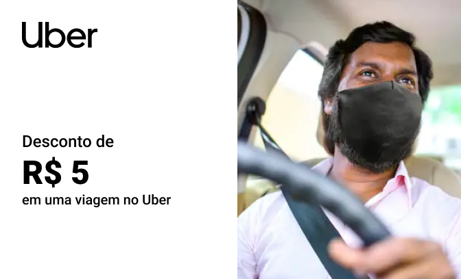 Desconto de R$ 5 em uma viagem no Uber
