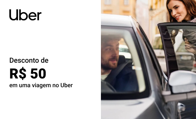 Desconto de R$ 50 em uma viagem no Uber