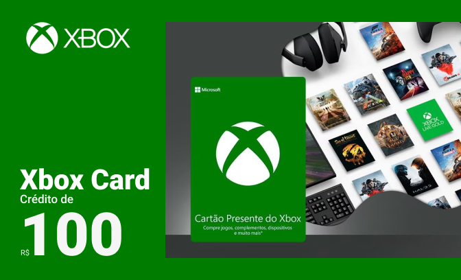 Cartão-presente Xbox Cash de R$100