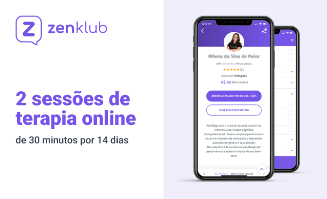 2 sessões de terapia online de 30 minutos por 14 dias